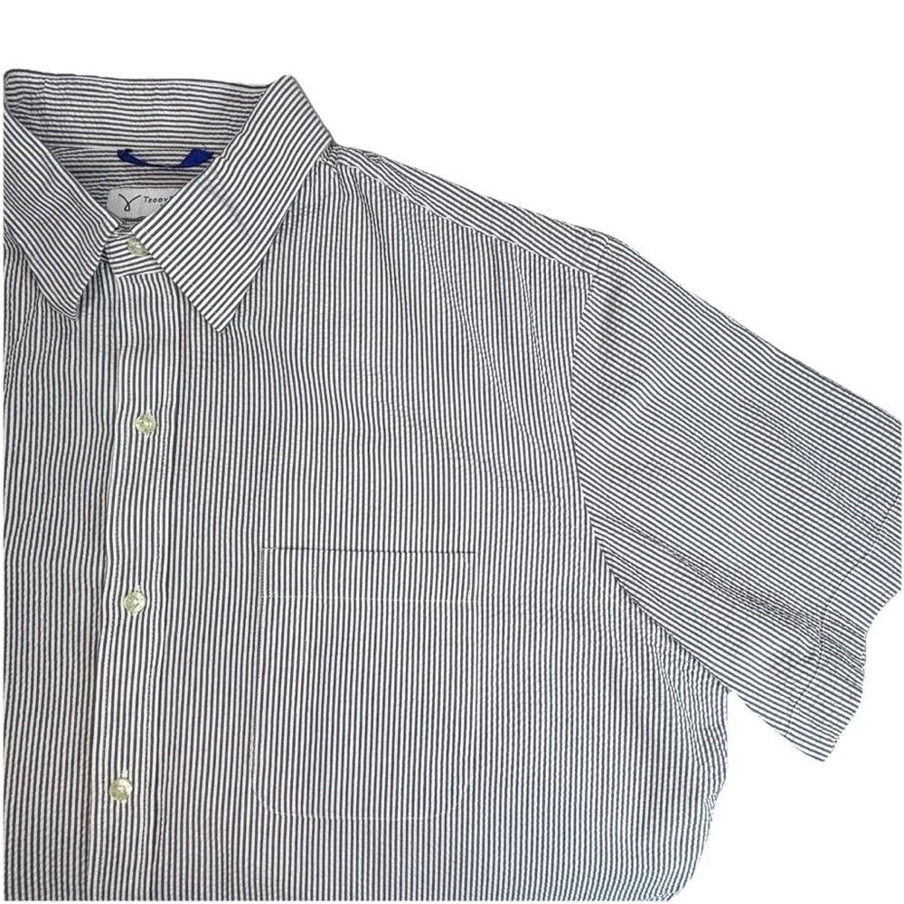 Teddy‎ Stratford Shirt Men’s 6 Xxl Seersucker Gray striped Short Sleeve